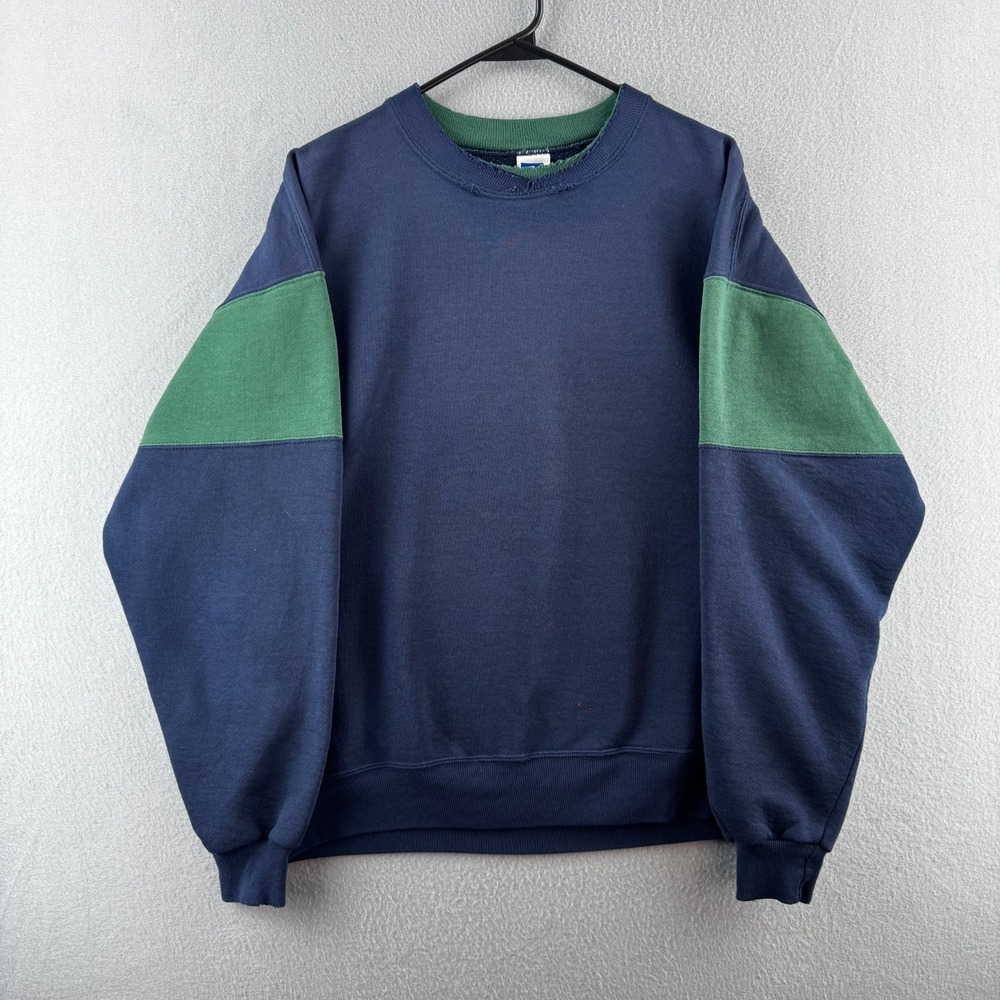 Vintage Russell Athletic Sweatshirt Mens XL Color Block Crewneck 90s USA Made - Picture 1 of 16